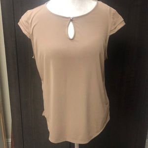 New York & Co olive green keyhole blouse size L
